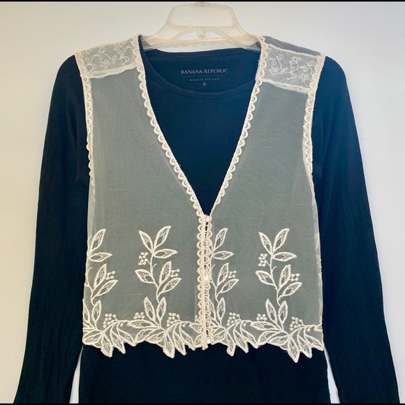 Vintage Lace Vest Ivory Hippie Boho Shabby Chic - Picture 4 of 7